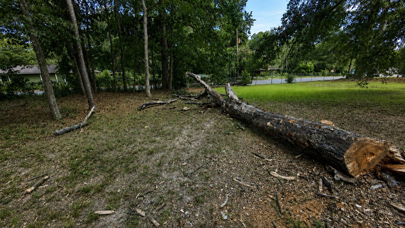 Tree safely down and ready to cut up